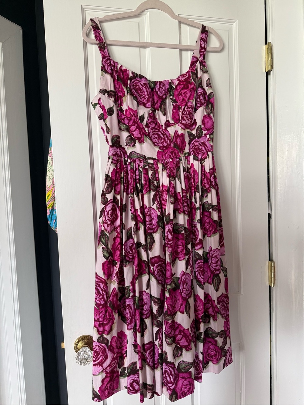 Retrospec’d Norma Jean Pink and Purple Rose Print Sundress